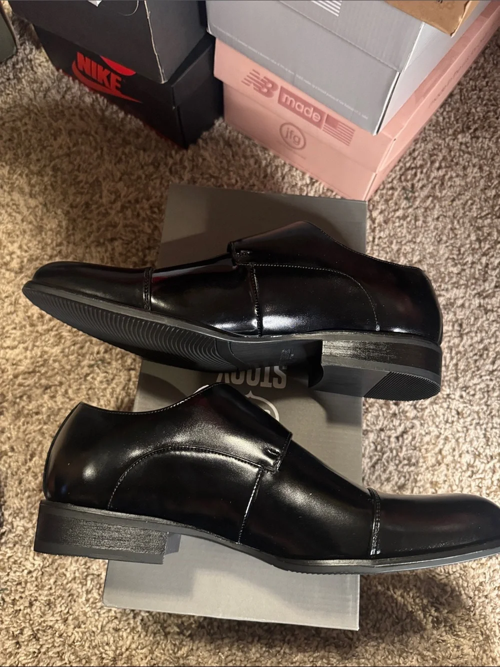 Stacy Adams Black Double Monk Strap Cap-Toe Oxfords